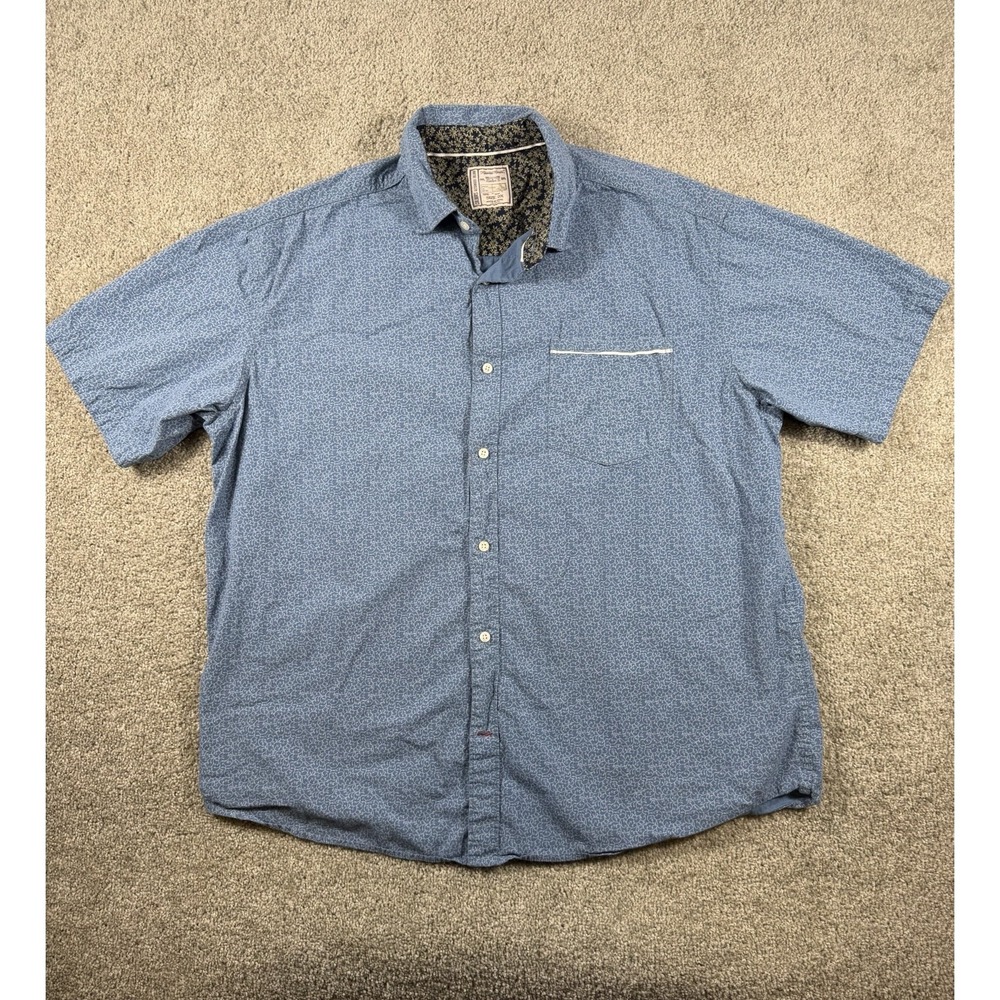 Colours Alexander Julian Men Shirt Size 2X Blue Floral Paisley Short Sleeve